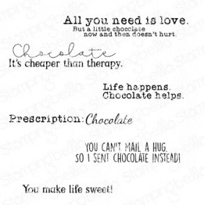 CHOCOLATE SENTIMENT SET RUBBER STAMPS